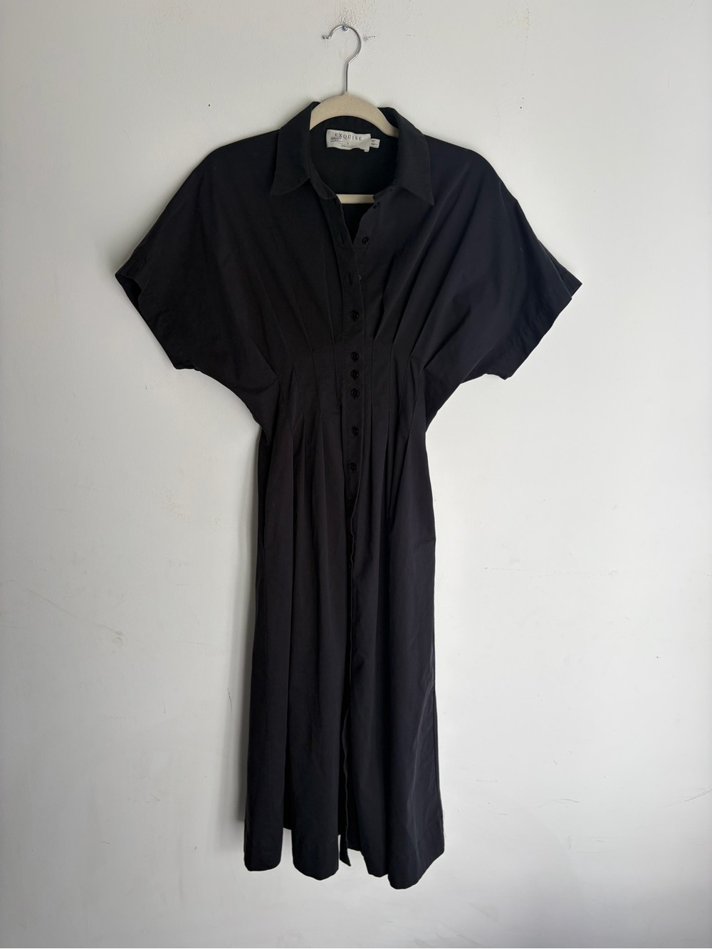 ANTHROPOLOGIE The Tobie Dress by Exquise Black Maxi Button Down Size Small - Picture 3 of 6